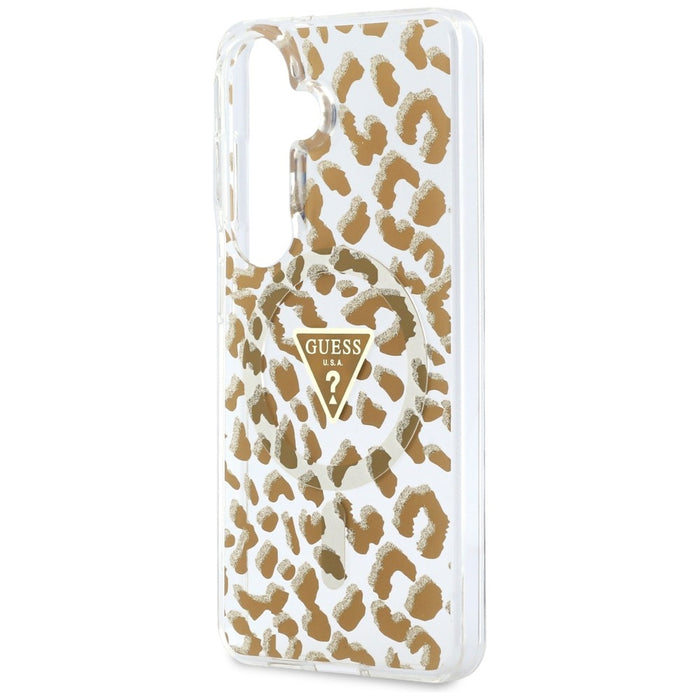 Guess IML Leopard Print Triangle MagSafe Case for Samsung Galaxy S26 - Brown