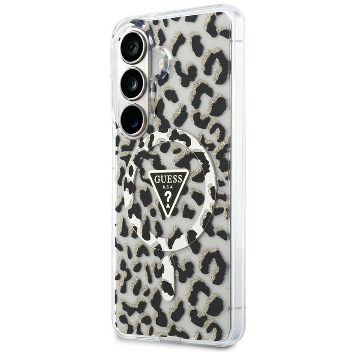 Guess IML Leopard Print Triangle MagSafe Case for Samsung Galaxy S26 - Black