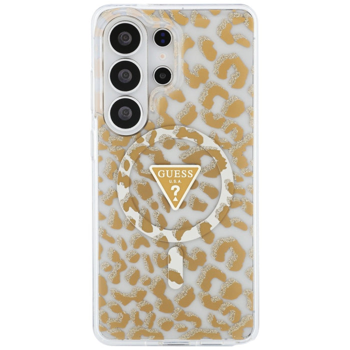 Guess IML Leopard Print Triangle MagSafe Case for Samsung Galaxy S26 Ultra - Brown