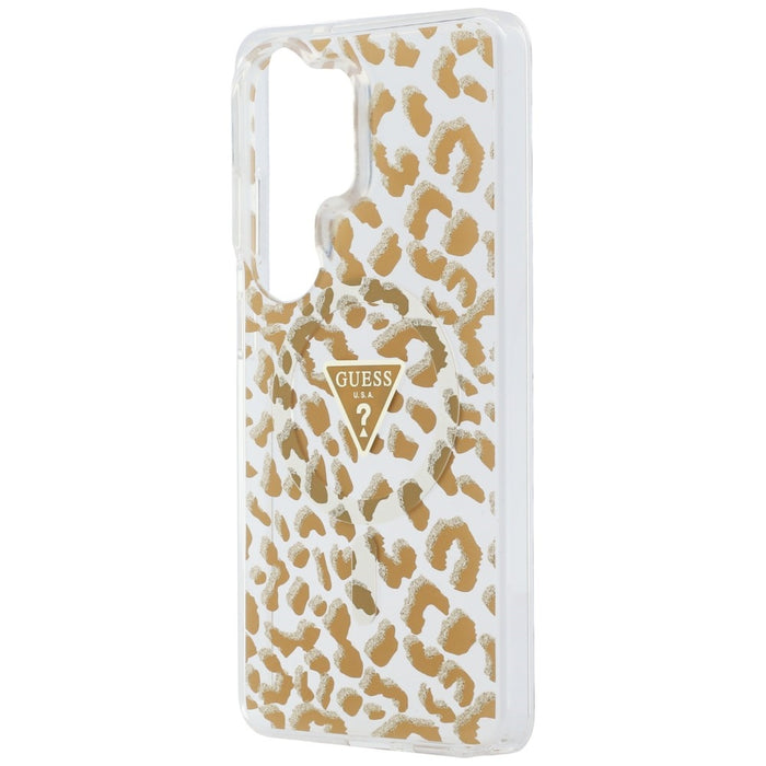 Guess IML Leopard Print Triangle MagSafe Case for Samsung Galaxy S26 Ultra - Brown