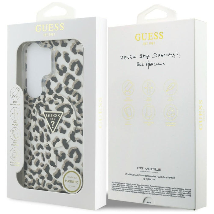 Guess IML Leopard Print Triangle MagSafe Case for Samsung Galaxy S26 Ultra - Black
