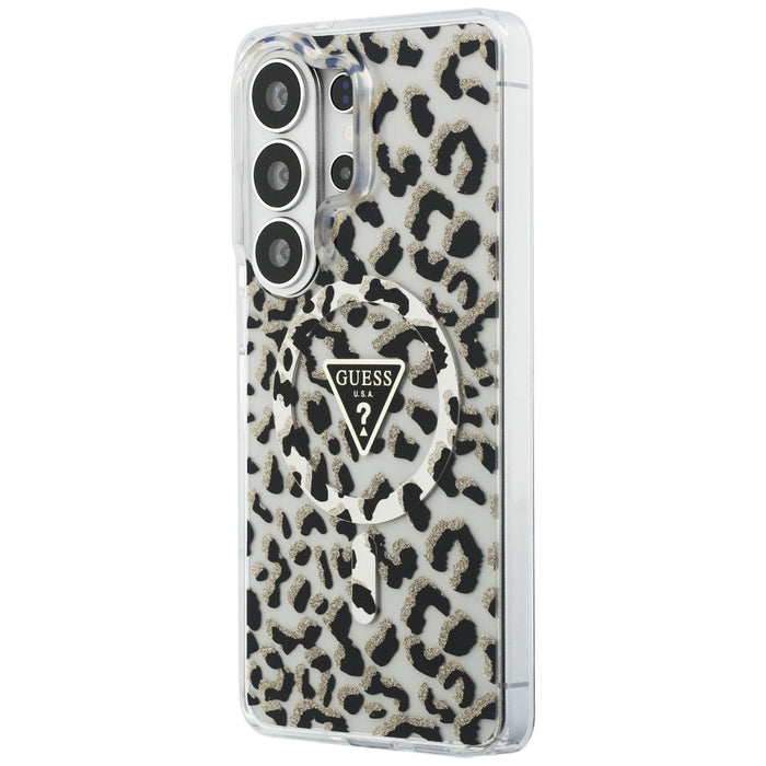 Guess IML Leopard Print Triangle MagSafe Case for Samsung Galaxy S26 Ultra - Black