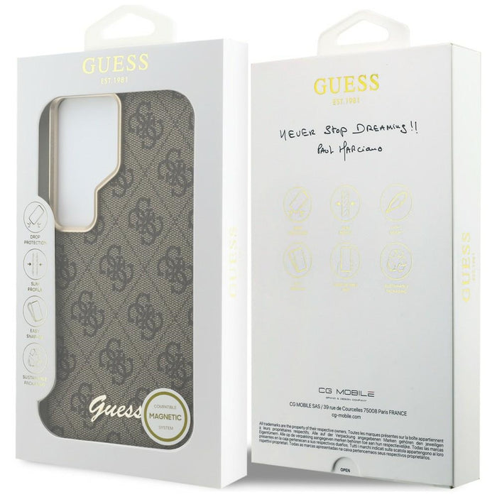 Guess 4G Script MagSafe Case for Samsung Galaxy S26 Ultra - Brown