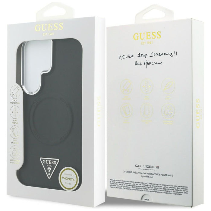 Guess Embossed Ring Triangle Logo MagSafe Case for Samsung Galaxy S26 Ultra - Black