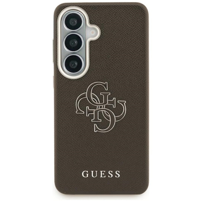 Guess Grained Big 4G Metal Logo Case for Samsung Galaxy S26 - Brown