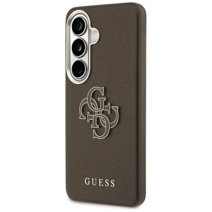 Guess Grained Big 4G Metal Logo Case for Samsung Galaxy S26 - Brown