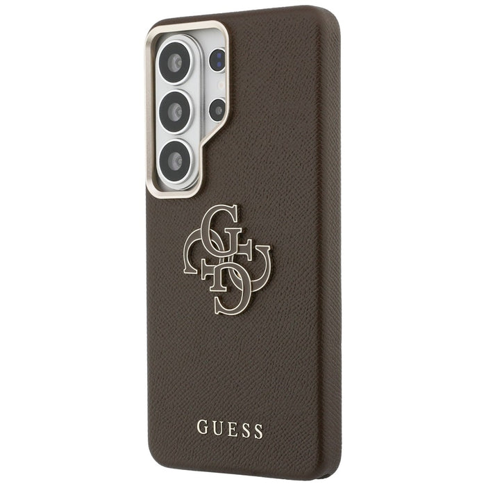 Guess Grained Big 4G Metal Logo Case for Samsung Galaxy S26 Ultra - Brown