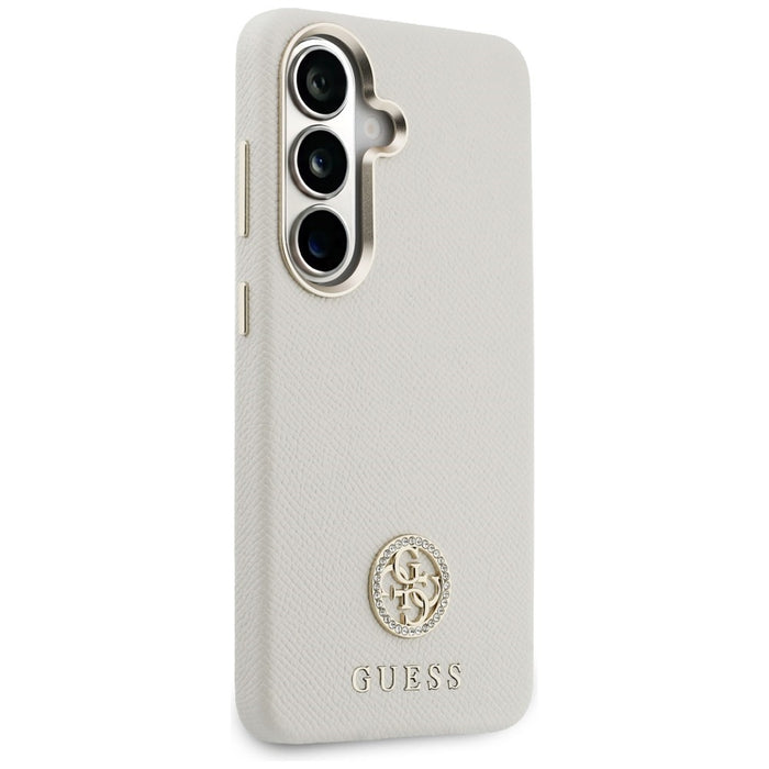 Guess Rhinestone Round Logo MagSafe Case for Samsung Galaxy S26 - Beige