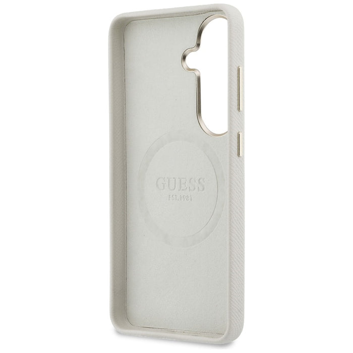 Guess Rhinestone Round Logo MagSafe Case for Samsung Galaxy S26 - Beige