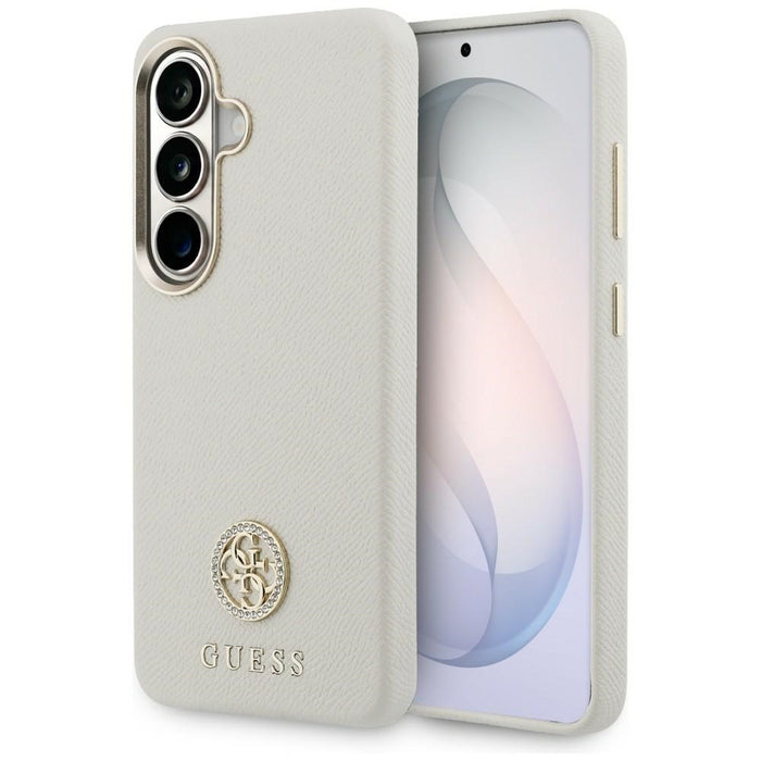 Guess Rhinestone Round Logo MagSafe Case for Samsung Galaxy S26 - Beige