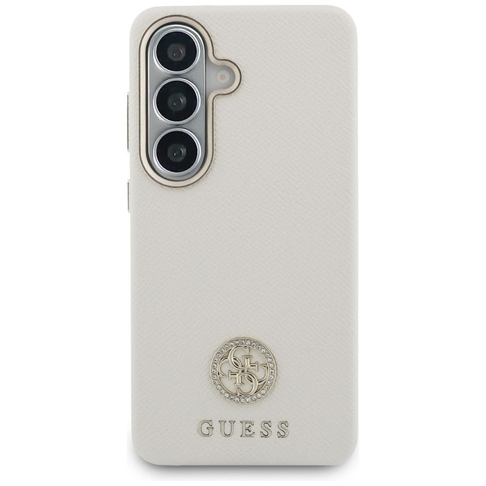 Guess Rhinestone Round Logo MagSafe Case for Samsung Galaxy S26 - Beige
