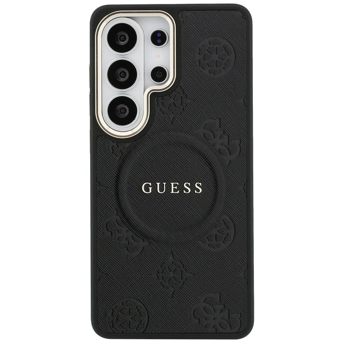 Guess Saffiano Peony Embossed Ring MagSafe Case for Samsung Galaxy S26 Ultra - Black