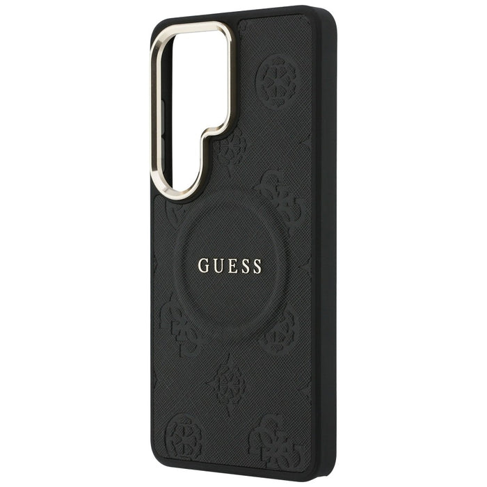 Guess Saffiano Peony Embossed Ring MagSafe Case for Samsung Galaxy S26 Ultra - Black