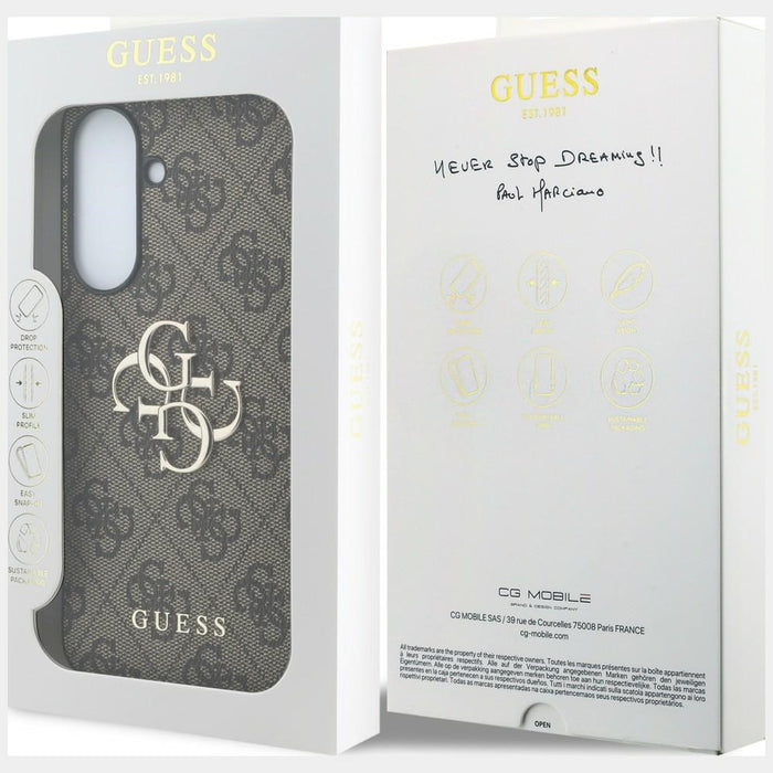 Guess Leather 4G Metal Logo Case for Samsung Galaxy A37 5G - Brown