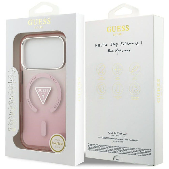 Guess IML Gradient Triangle Logo MagSafe Case for iPhone 17 Pro - Pink