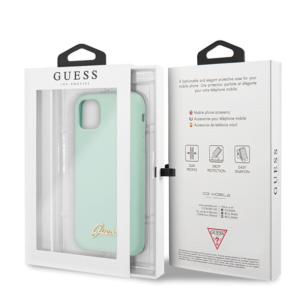 Guess GUHCN65LSLMGG iPhone 11 Pro Max green/green hard case Silicone Vintage Gold Logo