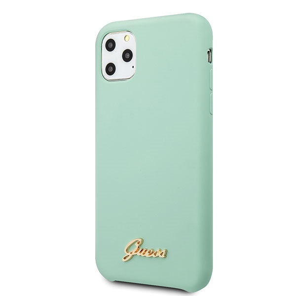 Guess GUHCN65LSLMGG iPhone 11 Pro Max green/green hard case Silicone Vintage Gold Logo
