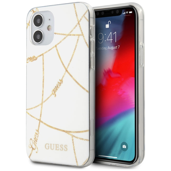 Guess GUHCP12SPCUCHWH iPhone 12 mini 5.4" white/white hardcase Gold Chain Collection