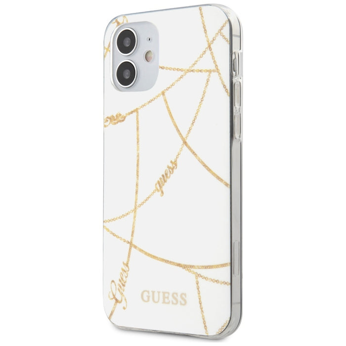 Guess GUHCP12SPCUCHWH iPhone 12 mini 5.4&quot; white/white hardcase Gold Chain Collection