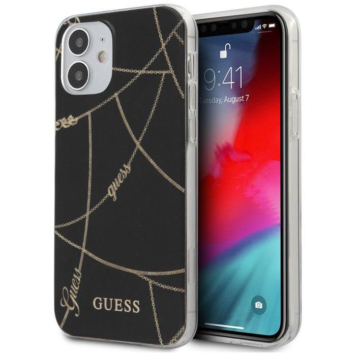Guess GUHCP12SPCUCHBK iPhone 12 mini 5.4&quot; black/black hardcase Gold Chain Collection
