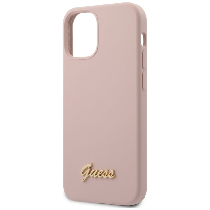 Guess GUHCP12SLSLMGLP iPhone 12 mini 5.4" light pink/light pink hardcase Silicone Script Gold Logo