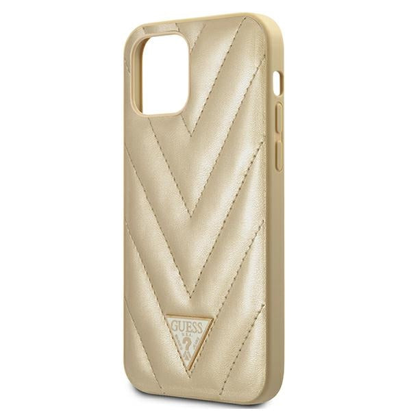 Guess GUHCP12SPUVQTMLBE iPhone 12 mini 5.4&quot; gold/gold hardcase V-Quilted Collection