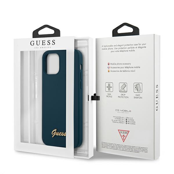 Guess GUHCP12LLSLMGBL iPhone 12 Pro Max 6.7&quot; blue/blue hardcase Metal Logo Script