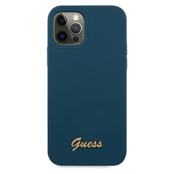 Guess GUHCP12LLSLMGBL iPhone 12 Pro Max 6.7&quot; blue/blue hardcase Metal Logo Script