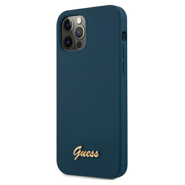 Guess GUHCP12LLSLMGBL iPhone 12 Pro Max 6.7&quot; blue/blue hardcase Metal Logo Script