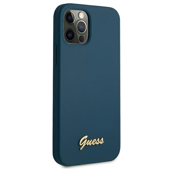 Guess GUHCP12LLSLMGBL iPhone 12 Pro Max 6.7&quot; blue/blue hardcase Metal Logo Script