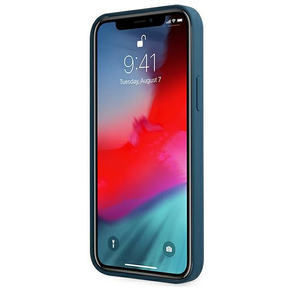 Guess GUHCP12LLSLMGBL iPhone 12 Pro Max 6.7" blue/blue hardcase Metal Logo Script