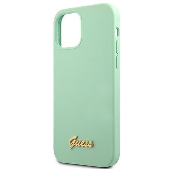 Guess Metal Logo Script Case for iPhone 12 Pro Max 6.7" - Green