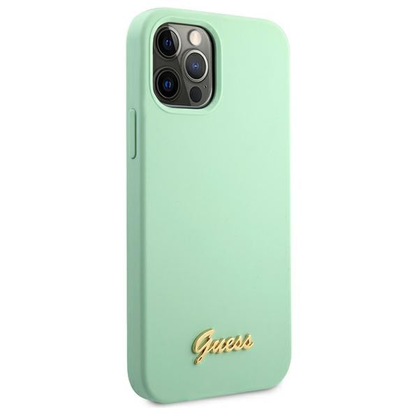 Guess Metal Logo Script Case for iPhone 12 Pro Max 6.7" - Green