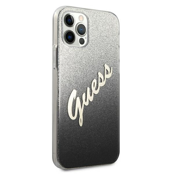 Guess GUHCP12LPCUGLSBK iPhone 12 Pro Max 6.7&quot; black/black hardcase Glitter Gradient Script