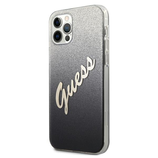 Guess GUHCP12LPCUGLSBK iPhone 12 Pro Max 6.7&quot; black/black hardcase Glitter Gradient Script