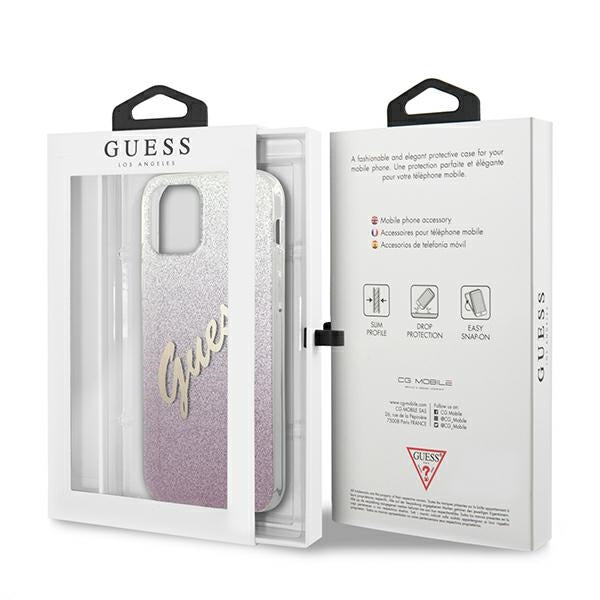 Guess GUHCP12LPCUGLSPI iPhone 12 Pro Max 6.7&quot; pink/pink hardcase Glitter Gradient Script