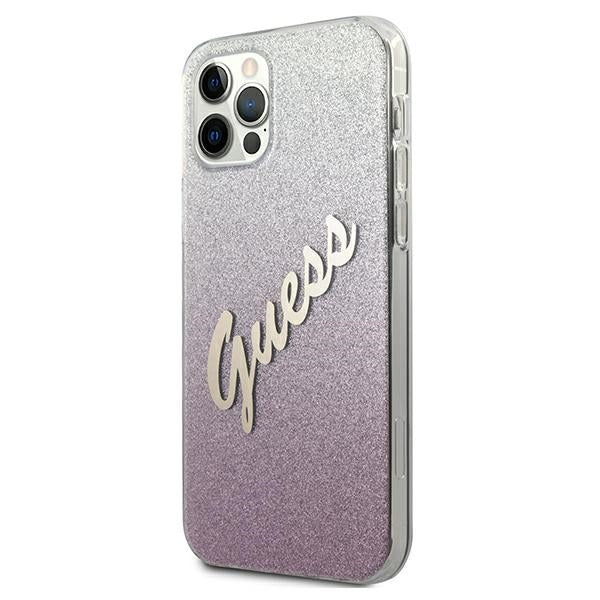 Guess GUHCP12LPCUGLSPI iPhone 12 Pro Max 6.7&quot; pink/pink hardcase Glitter Gradient Script