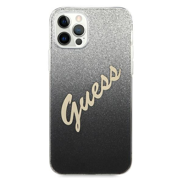 Guess GUHCP12MPCUGLSBK iPhone 12/12 Pro 6.1&quot; black/black hardcase Glitter Gradient Script