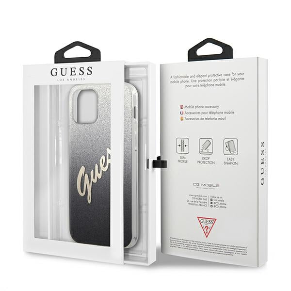Guess GUHCP12MPCUGLSBK iPhone 12/12 Pro 6.1&quot; black/black hardcase Glitter Gradient Script