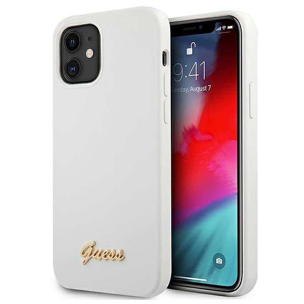 Guess GUHCP12SLSLMGWH iPhone 12 mini 5.4&quot; white/white hardcase Metal Logo Script