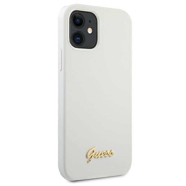 Guess GUHCP12SLSLMGWH iPhone 12 mini 5.4&quot; white/white hardcase Metal Logo Script