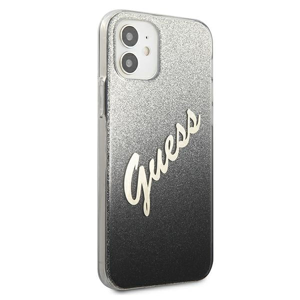 Guess GUHCP12SPCUGLSBK iPhone 12 mini 5.4&quot; black/black hardcase Glitter Gradient Script
