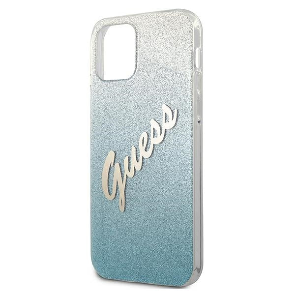 Guess GUHCP12SPCUGLSBL iPhone 12 mini 5.4&quot; blue/blue hardcase Glitter Gradient Script