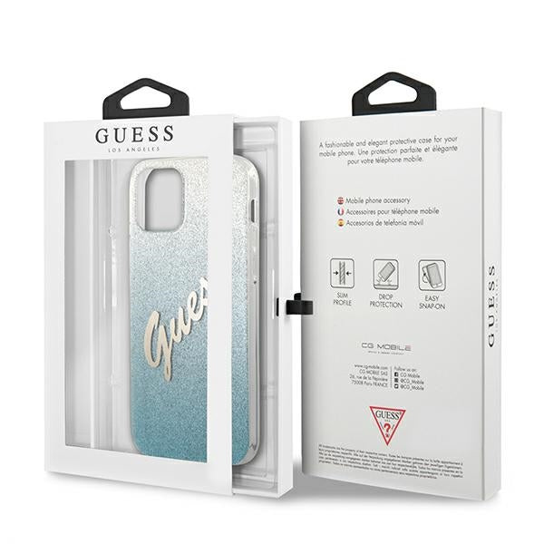 Guess GUHCP12SPCUGLSBL iPhone 12 mini 5.4&quot; blue/blue hardcase Glitter Gradient Script