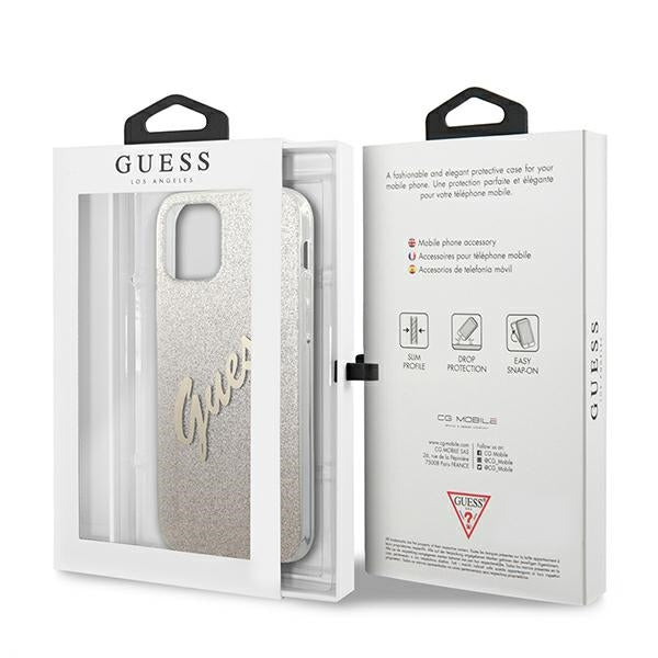 Guess GUHCP12SPCUGLSGO iPhone 12 mini 5.4&quot; gold/gold hardcase Glitter Gradient Script