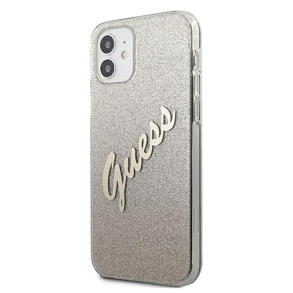 Guess GUHCP12SPCUGLSGO iPhone 12 mini 5.4&quot; gold/gold hardcase Glitter Gradient Script