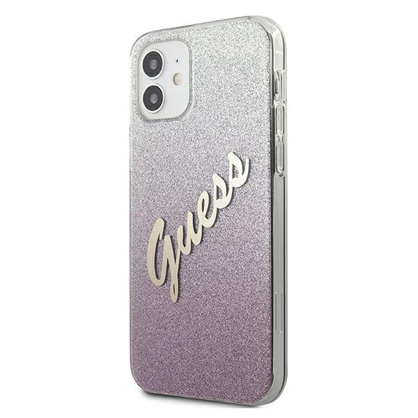 Guess GUHCP12SPCUGLSPI iPhone 12 mini 5.4&quot; pink/pink hardcase Glitter Gradient Script