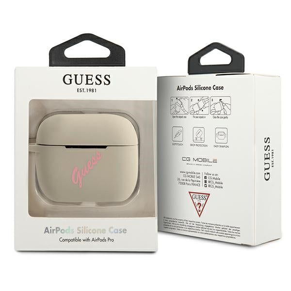 Guess GUACAPLSVSGP AirPods Pro cover gray pink/grey pink Silicone Vintage