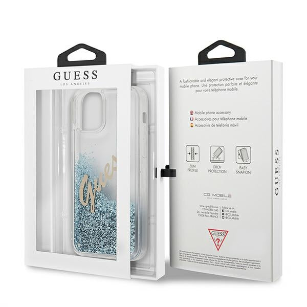 Guess GUHCP12LGLVSBL iPhone 12 Pro Max 6.7" blue/blue hardcase Glitter Vintage Script