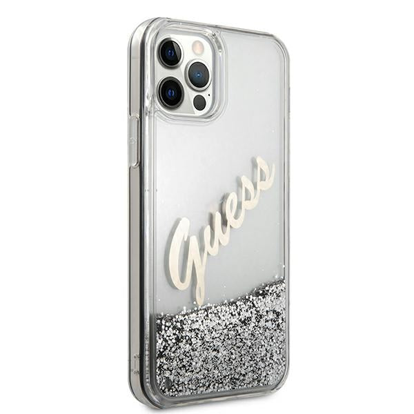 Guess GUHCP12LGLVSSI iPhone 12 Pro Max 6.7&quot; silver/silver hardcase Glitter Vintage Script